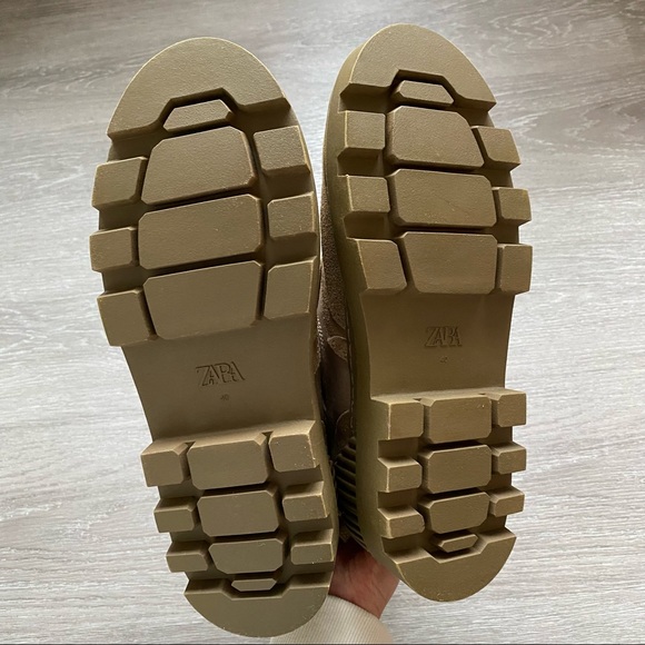 Bloggers Fave Zara Laced Split Leather Low Heel Ankle Boots Size 9 - Picture 12 of 16